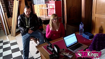 Preview 1 of Sex Videos Watch On Yoytube - Blonde girl is looking for a waitress job,  but there&#039_s no coming back