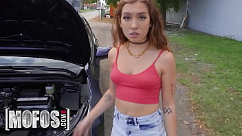 Preview 1 of Sone Linue - MOFOS - JMac Helps With Bailey Base&#039_s Broken Car Not Knowing How Naughty She Can Be