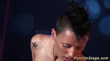 Preview 4 of Xxxsexvodies - crazy tattoed babe in a public bdasm sex show