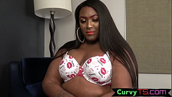 Preview 1 of Mom Son Bunny Com - Thicc black shemale pleasuring her cock
