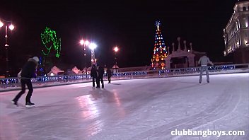 Preview 1 of Son Sex In Mom Beegcom - Christmas Ice skating,  sauna and ass licking for this couple