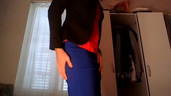 Preview 2 of Fucking Shereen - Young amateur cross dresser secretary teasing and masturbating