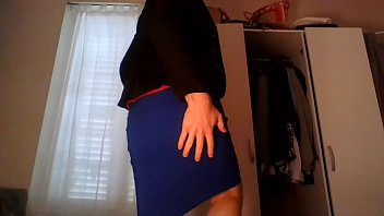 Preview 1 of Fucking Shereen - Young amateur cross dresser secretary teasing and masturbating