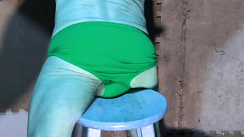 Preview 2 of Wife Hurtinf - preview stretching in Basement on Stool in briefs - color changing