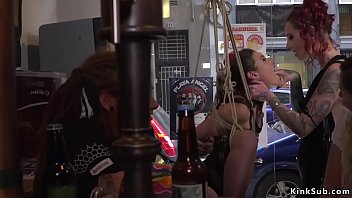 Preview 3 of Mature Japan Bbw - Spanish babe takes bondage in public bar