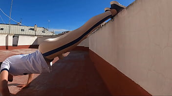 Preview 3 of Brazzres Fat - Doing exercise in front of the workers of my attic,  I got naked and cum in public (TRAILER)