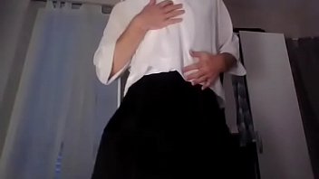 Preview 2 of Alexis Texas Big Booty Porn - Young amateur cross dresser secretary teasing and masturbating in a sexy skirt and cute blouse back from the office