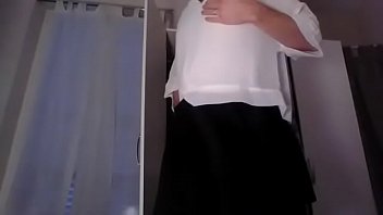 Preview 3 of Alexis Texas Big Booty Porn - Young amateur cross dresser secretary teasing and masturbating in a sexy skirt and cute blouse back from the office