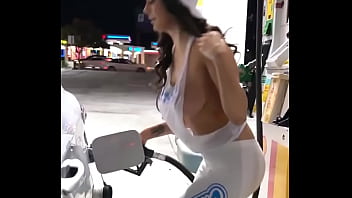 Preview 4 of Cute Boys Fucking Women - sexy girl spit on gas station