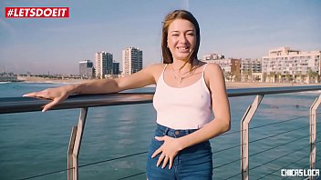 Preview 1 of Shemalporn - Wild petite babe fucked hard on a public beach - Sandra Wellness