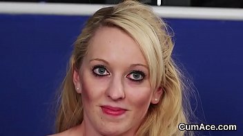 Preview 3 of Girls Hit Boy - Feisty centerfold gets sperm shot on her face swallowing all the semen