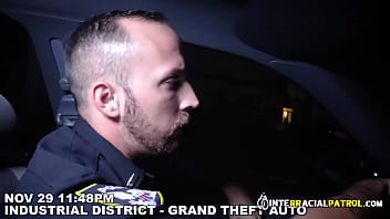 Preview 1 of Aunta Sex - Gay officer enjoys taking car thiefs big black cock deep in his asshole