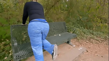 Preview 1 of Puorn Hard Hd - Milf kittywife bends over park bench and shows wedgie