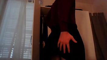Preview 3 of Woman Sex With Child - Young amateur cross dresser secretary teasing in sexy blouse and cute black skirt back from the office