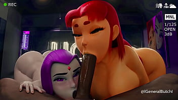Preview 2 of Www Videos Sexo Con Perros Com - Starfire y Raven blowjob generalbutch Saturated version