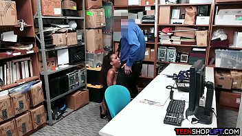 Preview 3 of Cotton Tights - Two ebony teen shoplifters busted by a dirty mall cop