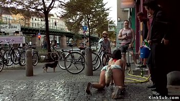 Preview 2 of Cuckold Erotic Scene - Busty Euro babe butt plugged in public