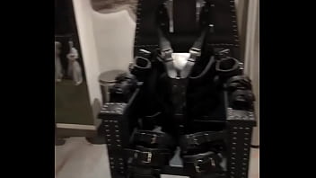 Preview 4 of Big Cumdshot - Before and after  super heavy Bondage Chair,  Rubber Catsuit,  Studio Gum Mask and Blow-Up-Collar!