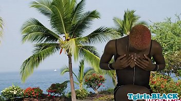 Preview 2 of Bangla Xxx Mobar - Black ts babe wanks her cock outdoors