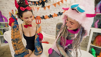 Preview 3 of Bhai Bahan Home Alone - Anal pornstars anuskatzz and stacy bloom - ATM lesbian pussy licking big dildo XL sextoy halloween special play