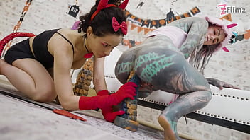 Preview 4 of Pocahontas Force Him To Cum - Anal pornstars anuskatzz and stacy bloom - ATM lesbian pussy licking big dildo XL sextoy halloween special play