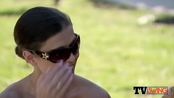 Preview 3 of Voyeur Car Wash - Dark couple foreplays with other horny swingers in the backyard