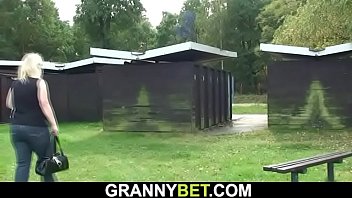 Preview 1 of Sex Hindi Vedeo New - 70 years old blonde granny is fucked by a stranger