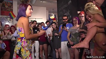 Preview 3 of Aath Jay Ho Xxx - Huge tits painted blonde caned in public