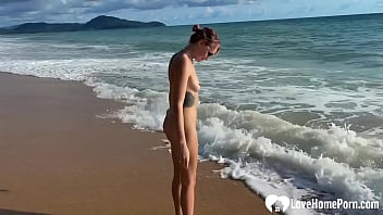 Preview 4 of Brutal Caning Tits Whipping - Enjoying the beach in the nude with hubby