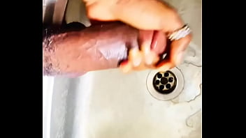 Preview 3 of Father And Mother Wu - Washing my BBC in the kitchen sink before washing the plates. FULL CUM VIDEO IN RED. Who wants my Dick?