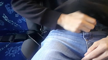 Preview 1 of Little Pissy - Novinho punhetando dentro do bus&atilde_o