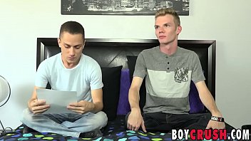 Preview 1 of Very Small School Girl Raped - Skinny blond twink interviewed before tugging his fat cock
