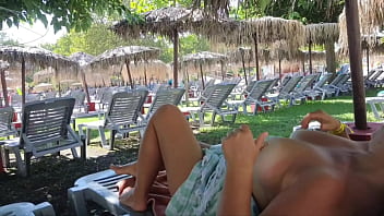 Preview 2 of Bali Sexxx - StepMom Seduces StepSon by showing Tits and Pussy in a AquaPark. Public Blowjob