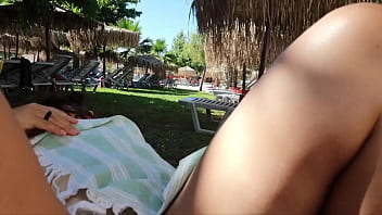 Preview 4 of Bali Sexxx - StepMom Seduces StepSon by showing Tits and Pussy in a AquaPark. Public Blowjob
