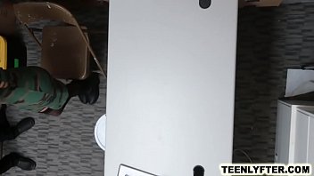Preview 2 of Boy Sees Naked Woman - Small tits teen thief fucks big cock not to go to jail