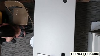 Preview 4 of Boy Sees Naked Woman - Small tits teen thief fucks big cock not to go to jail