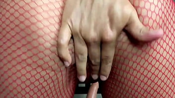 Preview 1 of Bryc Ci - Big ass latina Jolla rips her red stockings open to fuck herself