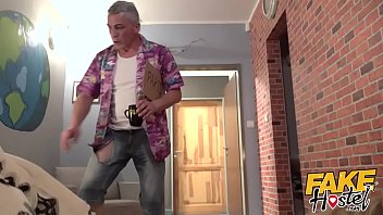 Preview 1 of Sanashi Sex Photos - Fake Hostel Natural tits blonde accidentally squirts on cock