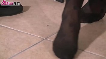 Preview 3 of Egipt Ass - in black dotted stockings plays with her feet