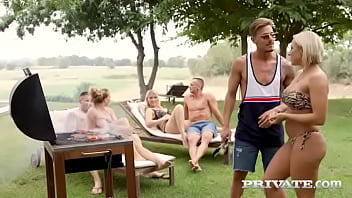 Preview 1 of Romantic Orgsmsex Video - Busty MILFs Enjoy Summertime Orgy