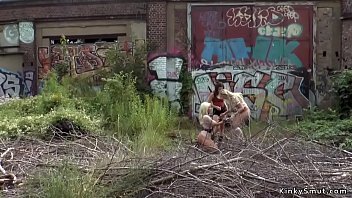 Preview 2 of Twins Femboy - Brunette mistress disgraces two blondes in public