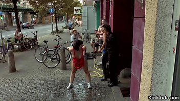 Preview 1 of Marketta Solo - Big tits slave gangbang fucked in public