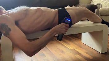 Preview 3 of Turkish Prostitute - Stretching on Table with Massager in underwear