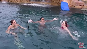 Preview 1 of Sunny Keion - GIRLS GONE WILD - Anastasia Knight and Stephie Staar Hook Up At A Pool Party