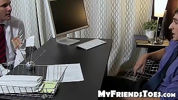 Preview 1 of Air Hostess Fucking Hd - Attractive boss has his sexy feet sucked by his worker