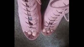 Preview 4 of Lesbian Femdom Facesitting - Frosted feet pink suede heels