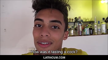 Preview 1 of Fiuk Laynokatqorno - Amateur Latino Twink With Braces Paid To Have Threesome With Two Straight Guys