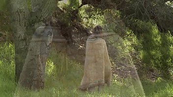 Preview 1 of Vanessa Blue Jack Napier - girl play with pussy outside and woods