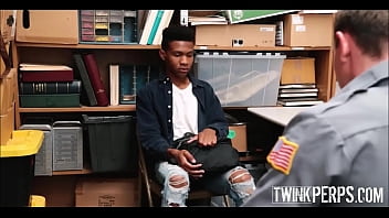 Preview 1 of Xxx Team Skeet Teen Cum - Young Black Straight Boy Caught Shoplifting A Book And Fucked By White Gay Security Officer
