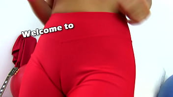 Preview 1 of 123xxxxx Ggggg - Perfect Cameltoe and Ass In Tight Red Spandex Working Out Babe